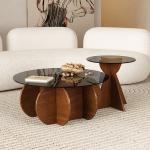 Simple Light Luxury Solid Wood Acrylic Coffee Table Living Room Round Tea Table