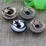 Custom hot sale gold color five-pointed star alloy 17 mm denim snap button for