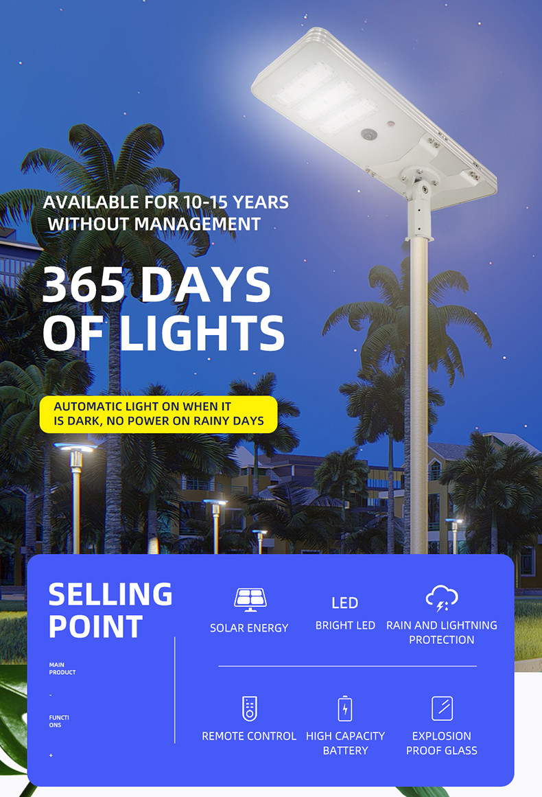 All In One Integrated LED Solar Street Light Replacement Bulb 4 Heads 200W 1085x350x60mm