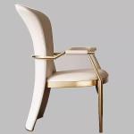 Light Luxury Premium Leather Chair Stainless Steel Modern Minimalist Dining