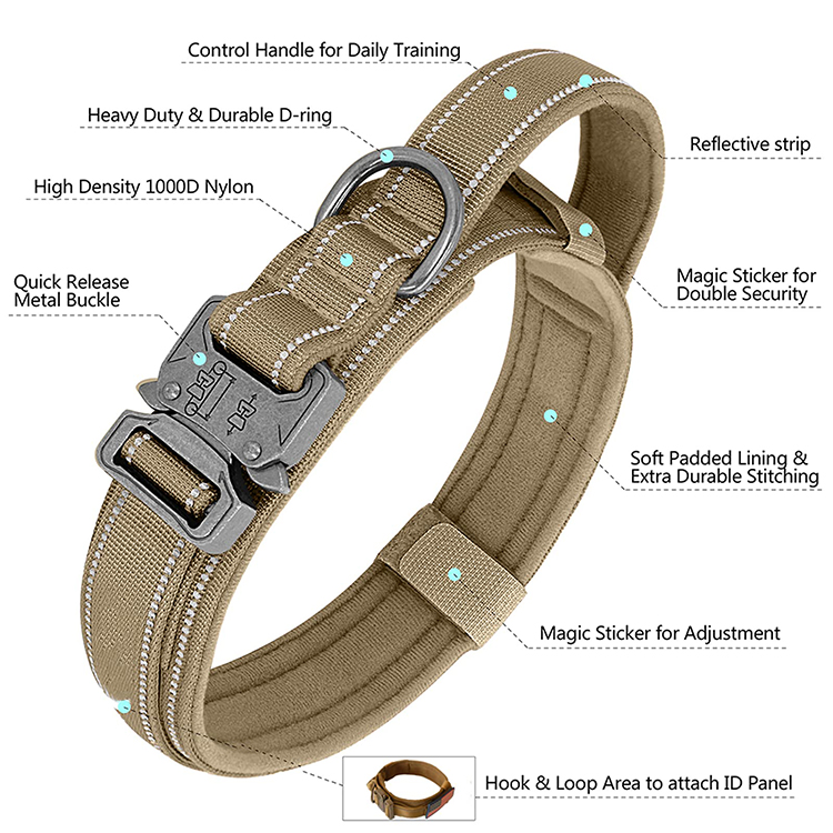 Heavy Duty Pet Collar Leash Tactical Dog Harness Vest with Handle