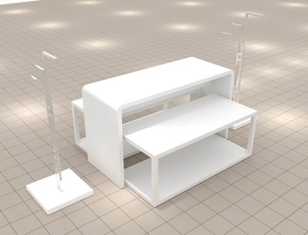 High-end gloss white paint wooden store fixture table composition for retail