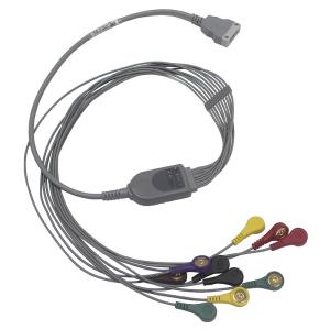 China BENEWARE Electrode Lead Cable Straight Holter 3ft ECG Machine Cable IEC Snap factory