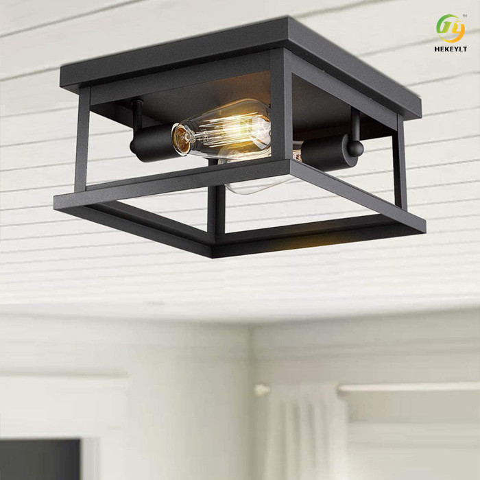 American Lamp Retro Industrial Style Edison Iron Bedroom Square Ceiling Lamp