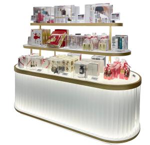 China Creative Multi Level Acrylic Cosmetic Display Cabinet Oval Glowing Shop Display Shelf factory