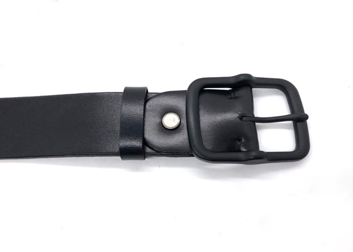 Classic Mens Cowhide Belt With Print Logo / Casual Black Belt Wear Resistant