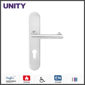 China EN1634-1 fire rated ss commercial door handle with long backplate factory