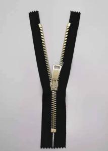 China Gold Color Teeth Metal Zips For Bags / Heavy Duty Metal Zippers factory