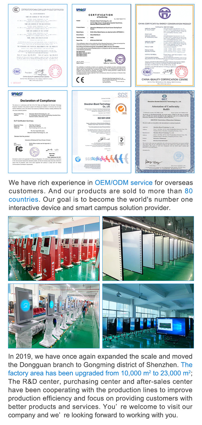 LED 75'' Smart Interactive Panel For Teaching Aluminum Alloy Frame 9