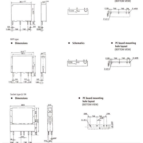 NY24W-K 24VDC 5A 4 pins 30VDC/250VAC miniature power relay