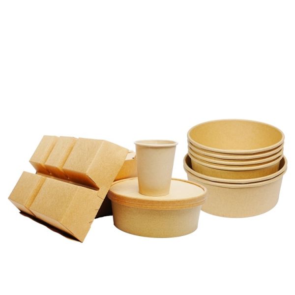 Eco-friendly customized food grade fast food restaurant packaging salad lunch kraft paper box
