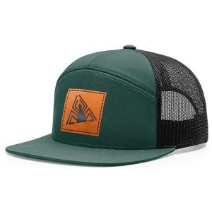 China Adults 61cm Plain Trucker Mesh Caps 7 Panel Laser Cut Hat factory