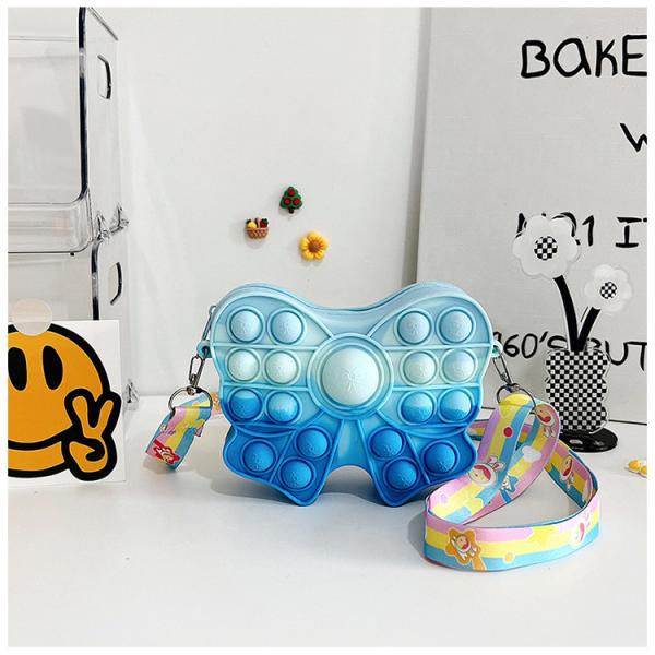 Fidget Pop Purse Bow Girls Purse Easter Gift Sensory Fidget Toy Silicone Cross Body Kids Purse Pencil Case Makeup Bag
