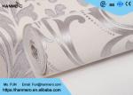 Embossed Victorian Damask Wallpaper , Creamy white Living Room Wallpaper CE