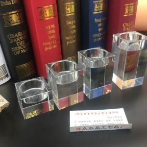 Square Clear Crystal Glass Ornament Tealight Candle Holde