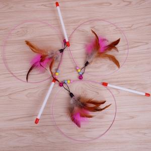 China Popular Handmade Interactive Cat Toys Soft Teaser Stick Toy With Feather factory