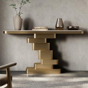 China Sophisticated Stainless Steel &amp; Marble Console Tables For Modern Homes factory
