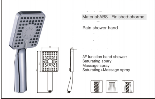4 Functions ABS Chrome High Pressure Hand Held Shower Head With Online Technical Support