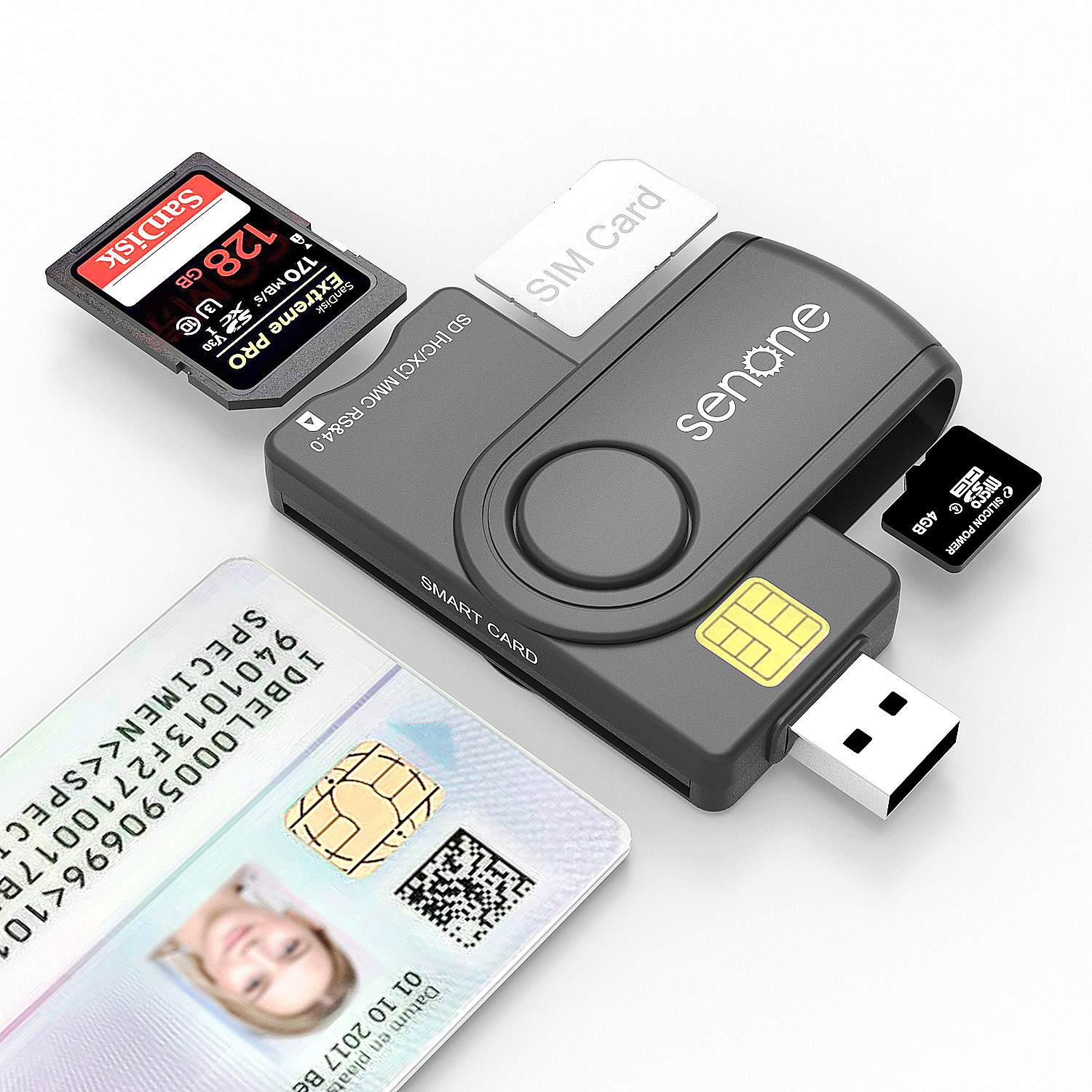 SENONE OEM Hot Selling Multi Card Reader Sim ATM Credit Emv Level 1 Usb Contact IC Chip CAC Card Reader