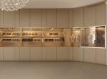 Wall Mounted Jewelry Showcase Display With LED Light Irregular Golden Jewelry
