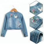 Washed Long Sleeve Kids Denim Clothes Girls Denim Jacket Slim Type Breathable