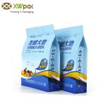 Block Printed Food Packaging Bags Flat Square Bottom Side Gusset With Quad Seal
