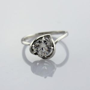 China Jewelry 925 Silver Engagement Ring with 6mm Heart Shape CZ Diamonds Ring(F17) factory