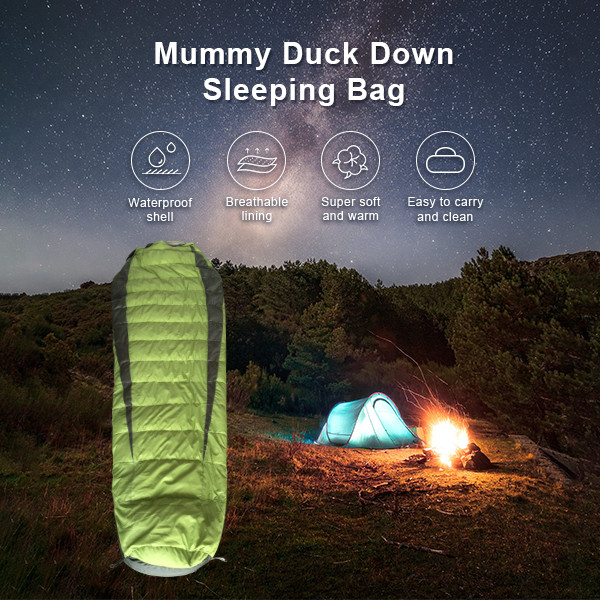 Outdoor Duck Down Wide Mummy Style Sleeping Bag Winter Sleeping Bags For Hiking