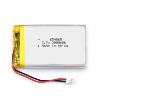 China High Discharge Lipo Battery Pack , 654065 3.7v 2000mAh 7.4Wh Lithium Polymer Battery factory