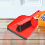 32.5x22x6cm Large Red Sweeping Brush And Pan Soft Grip Handle Bristles Flexible