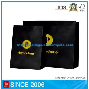 China Hot Stamping Custom Black Paper Shopping Gift Bag factory
