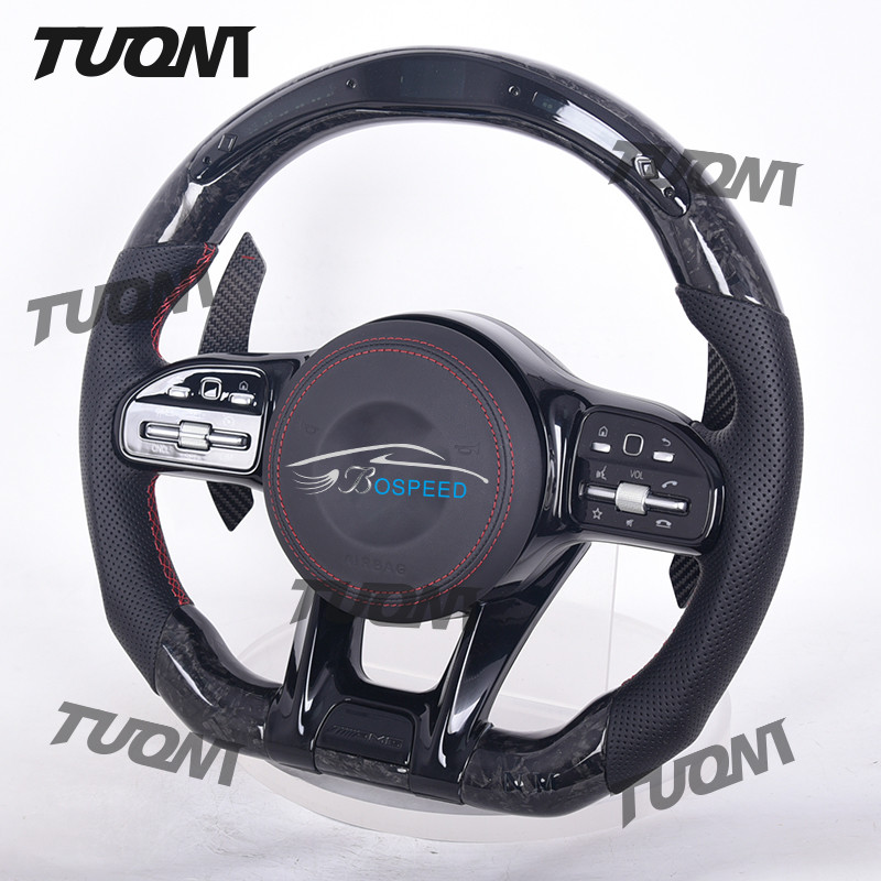 Mercedes Benz Compatible Wheel Driving System with LED Display Leather & Forged Carbon Fiber Material