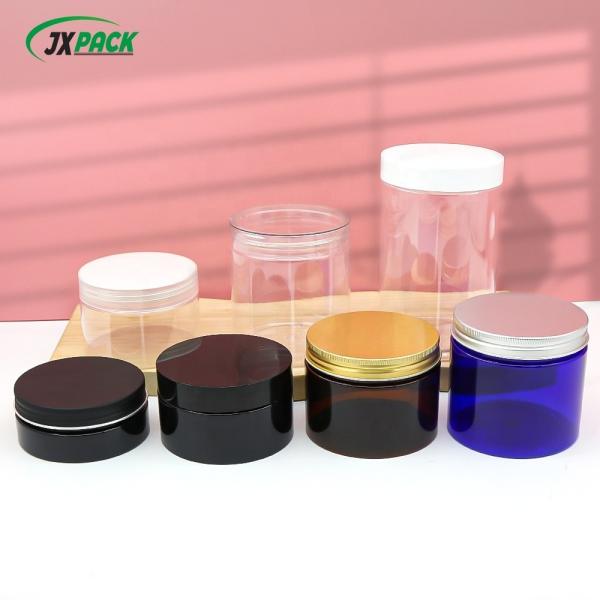 Transparent Cosmetic Cream Jar Containers , 1000ml Plastic PET Jar With Aluminum