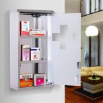 Lockable Stainless Steel Wall Mounted First Aid Medicine Cabinet with 2 Shelves