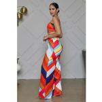 Print Halter Jumpsuit Wide-Leg Pants Casual Off The Shoulder Backless Playsuit