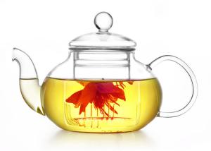 China 50 OZ Clear Heat Resistant Glass Teapot , Heat Proof Glass Tea Kettle factory