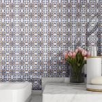 Non-Slip White And Red 20x20cm Wall Ceramic Floret Tiles For Kitchen And Durable