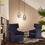 LED 1-Light Glass And Iron Smoke Gray And Brown Pendant For Bedroom