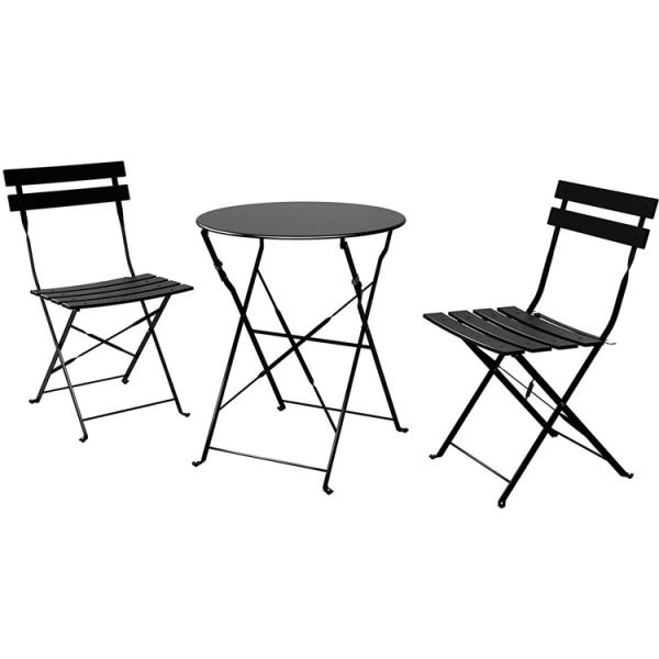 3 Piece Steel Folding Table and Chairs Set Perfect for Outdoor Patio Balcony or