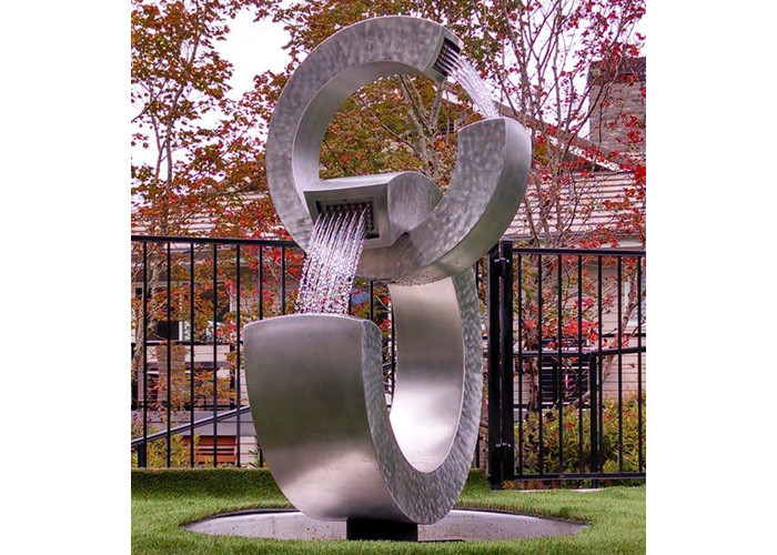 Modern Rusty Corten Steel Water Feature Garden Fountain 2C Shape