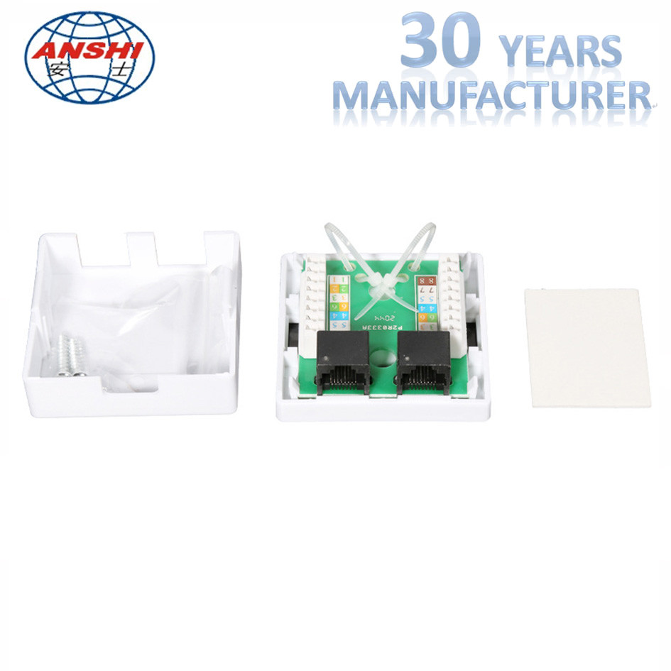 CAT6 / CAT5e Surface Mount Box 2 Port For RJ45 Module Telecommunication