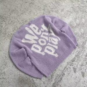 China Senior Custom New Designer Blurred Logo Print Sweater Brushed Wool Blend Sweatshirt Plain Knitted Pullover Mohair Sweater Men factory