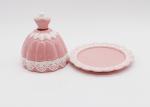 Ceramic Butter Dish with Lid Beautiful Pink Ballet Dress Design Dolomite
