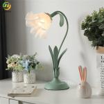 E27 Green Flower Glass Table Lamp Ceramic Lamp Holder