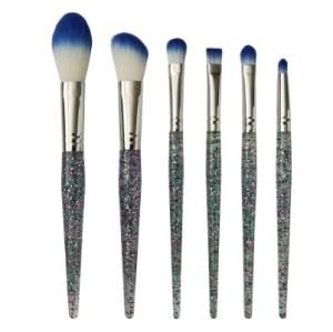 China Plastic Handles Durable Makeup Tool Kit , 6pcs Shiny Glitter Cosmetic Brushes factory