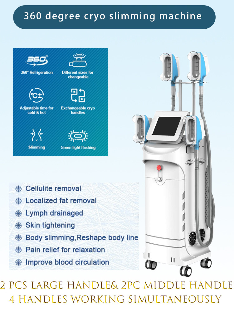 2021 new Cryotherapy 4D Large Area 4 Handles Lipo cryo 360 cool Fat reduce Slimming Cryo therapy Machine LF-264