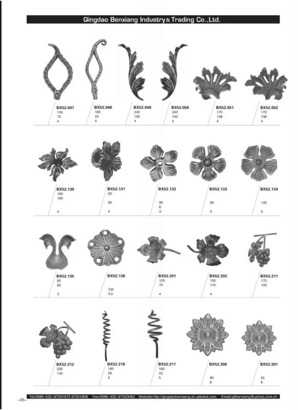 Wrought Cast Iron Ornaments Powder Coating For Stair Railings / Handrails