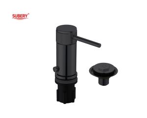 China Brass Annular Knurl Handle Matt Black Single Lever Bathroom Faucet factory