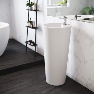 1.75'' Drain Glossy White Ceramic Pedestal Bathroom Sinks With Chrome Finish