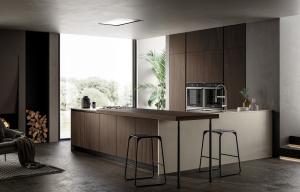 China Tailored Modern Wood Veneer Kitchen Cabinets System Customized With Storage Cabinet factory